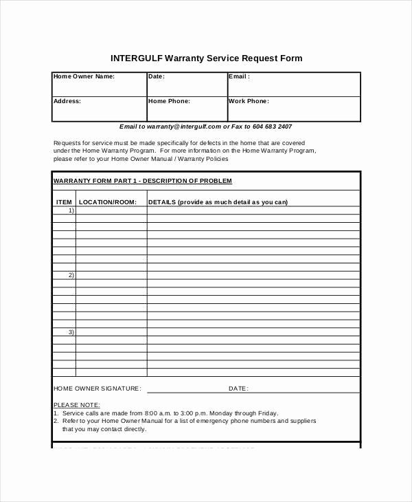 Service Request form Template New Service forms format