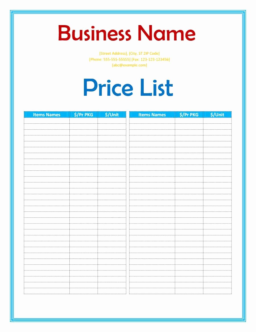 Services Price List Template Inspirational 40 Free Price List Templates Price Sheet Templates