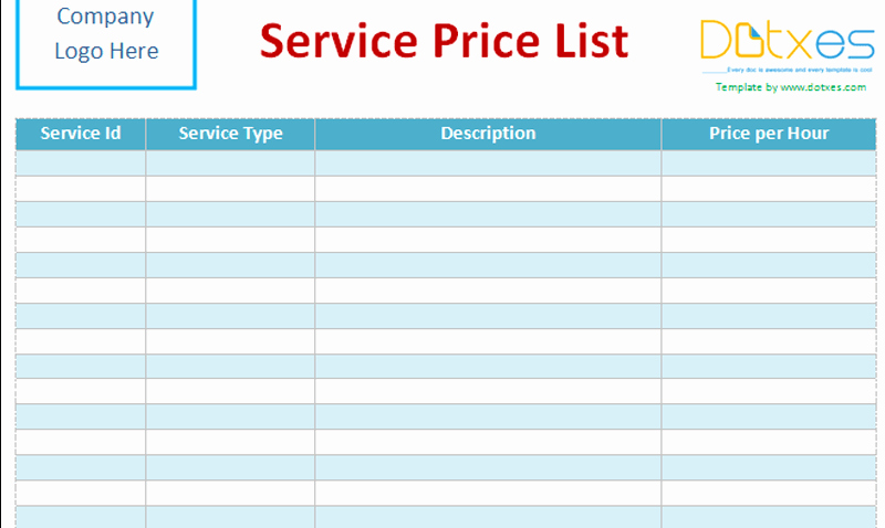 Services Price List Template Inspirational Business Templates Dotxes