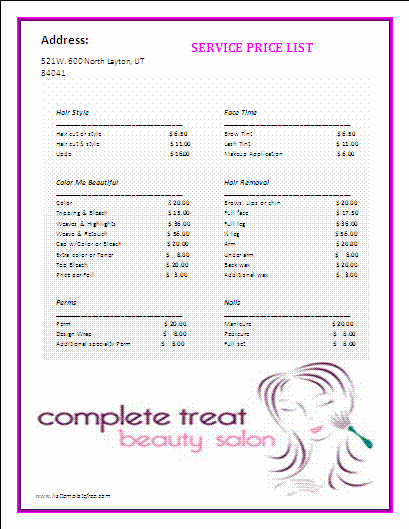 Services Price List Template Inspirational Price List Template