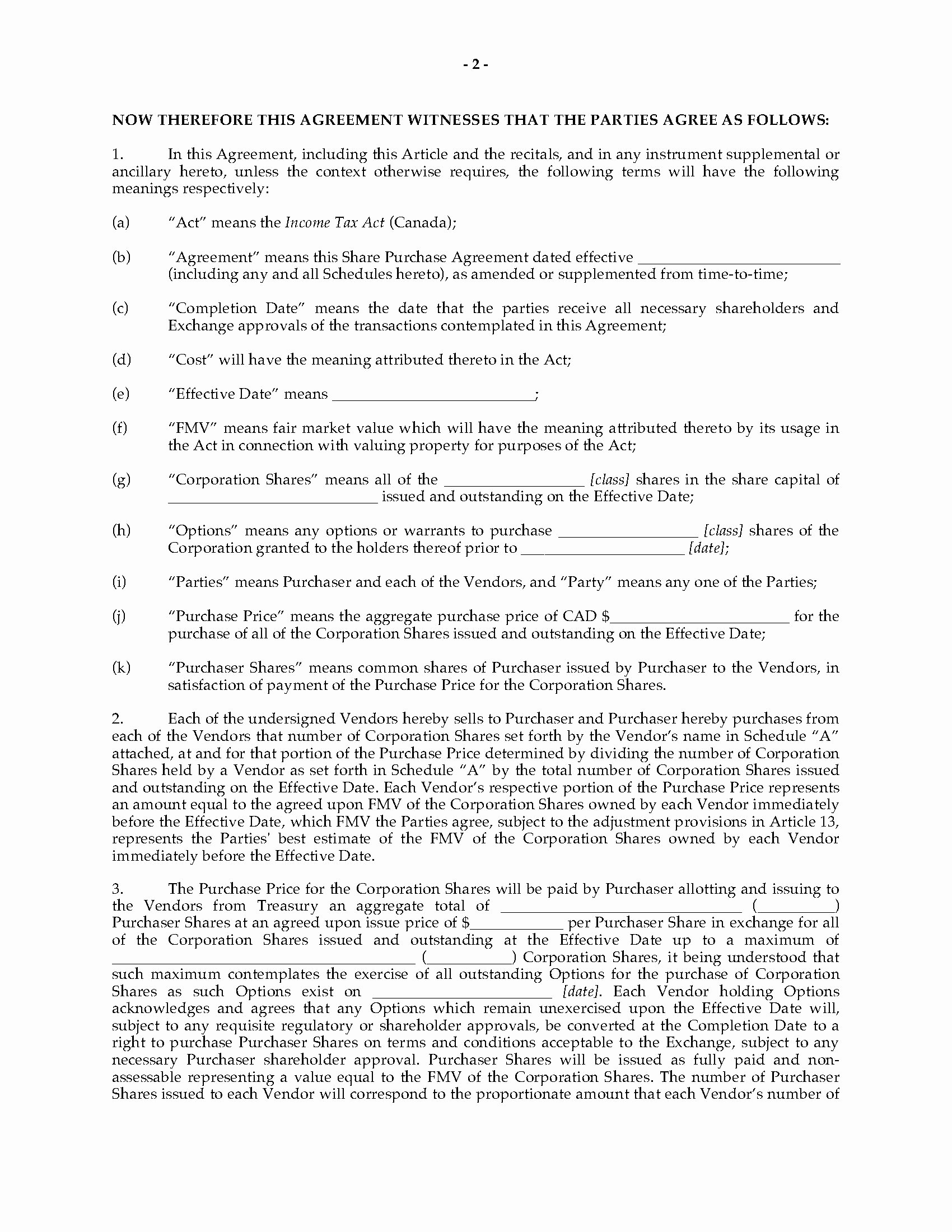 Share Purchase Agreement Template Awesome Alberta Purchase Agreement for Reverse Takeover