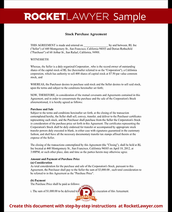 Share Purchase Agreement Template New Stock Purchase Agreement Template Sample Agreement
