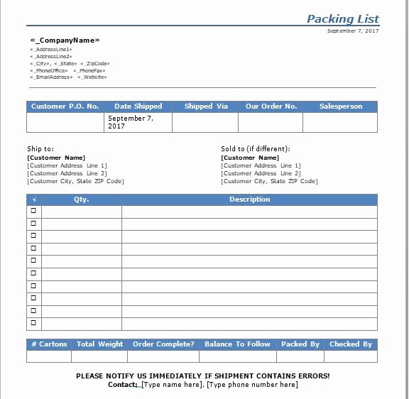 Shipping Packing List Template Awesome Shipping Packing List Template Word and Excel Excel Tmp
