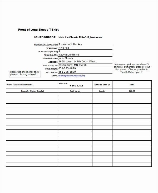 Shirt order form Template Luxury Excel order form Template 19 Free Excel Documents