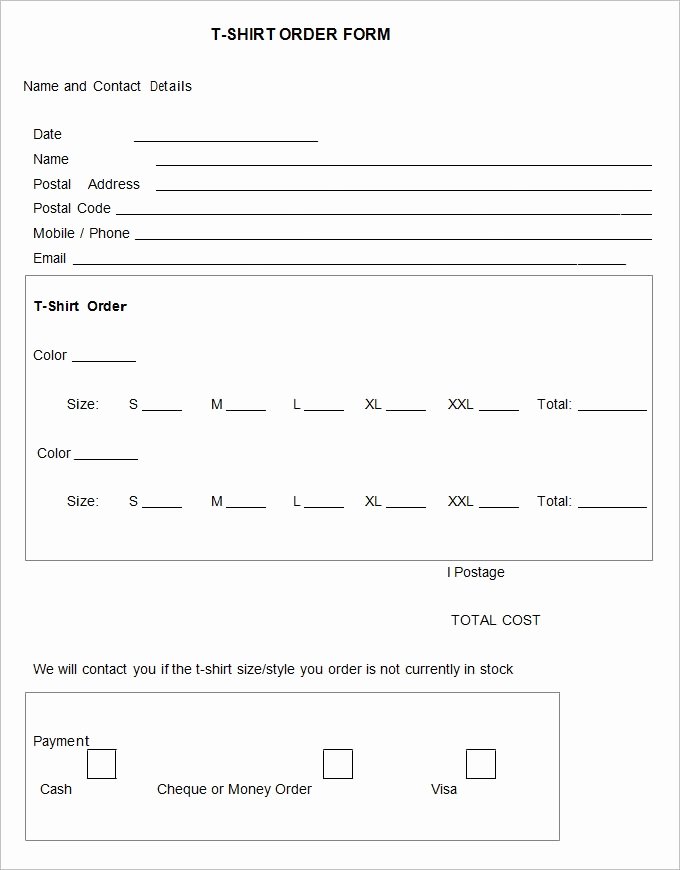 Shirt order form Template Luxury T Shirt order form Template