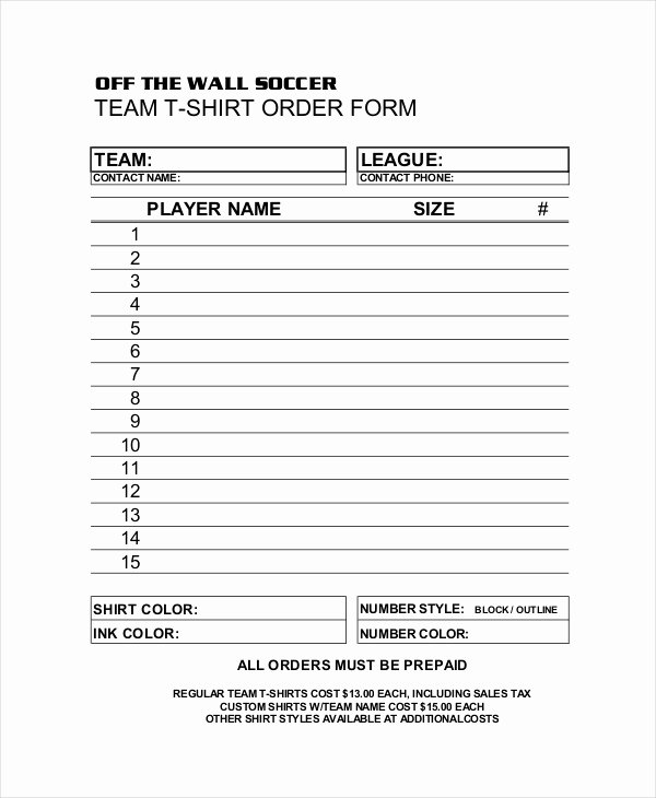 Shirt order forms Template Beautiful Sample T Shirt order forms 9 Free Documents In Pdf Doc