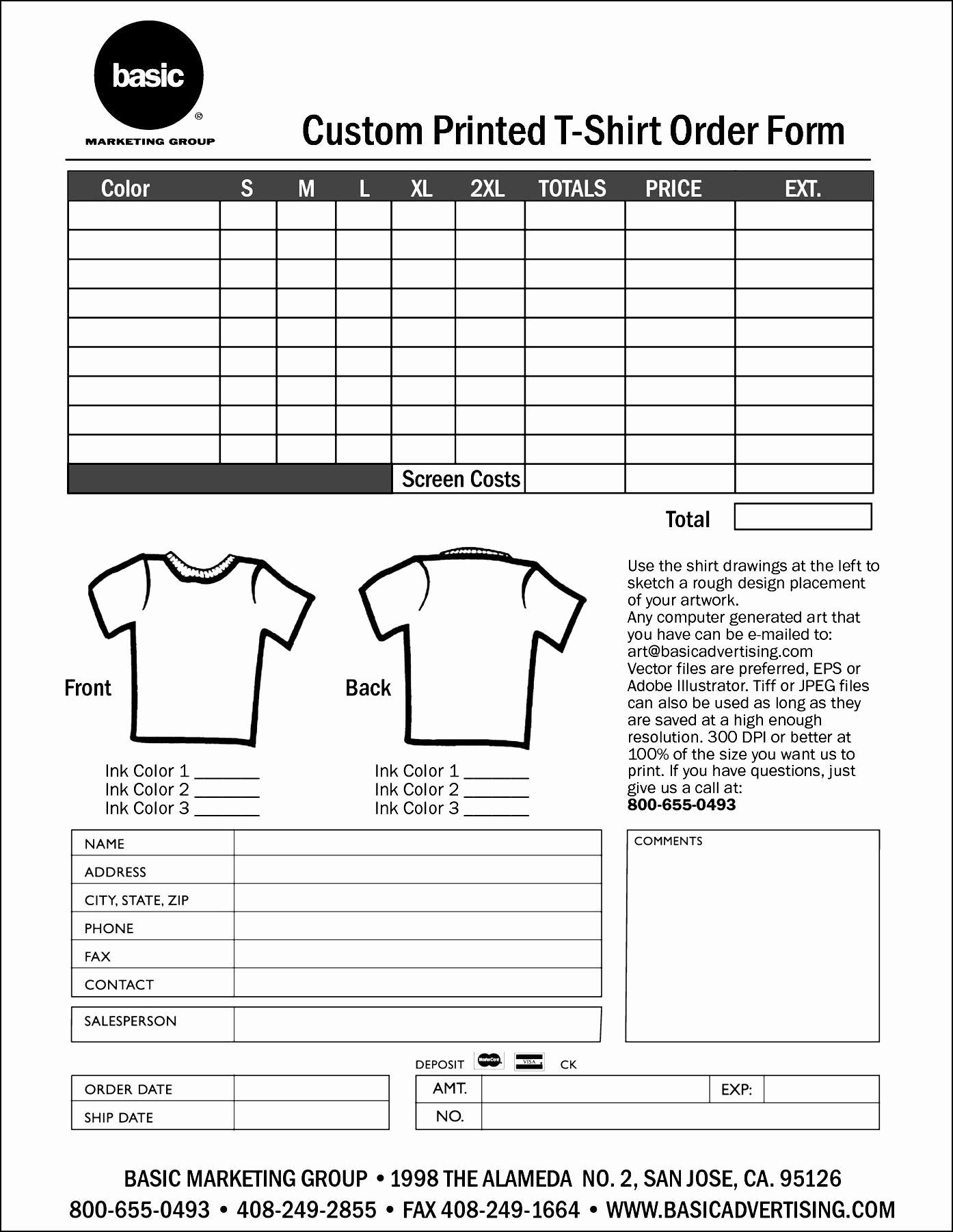 Shirt order forms Template New Custom T Shirt order form Template