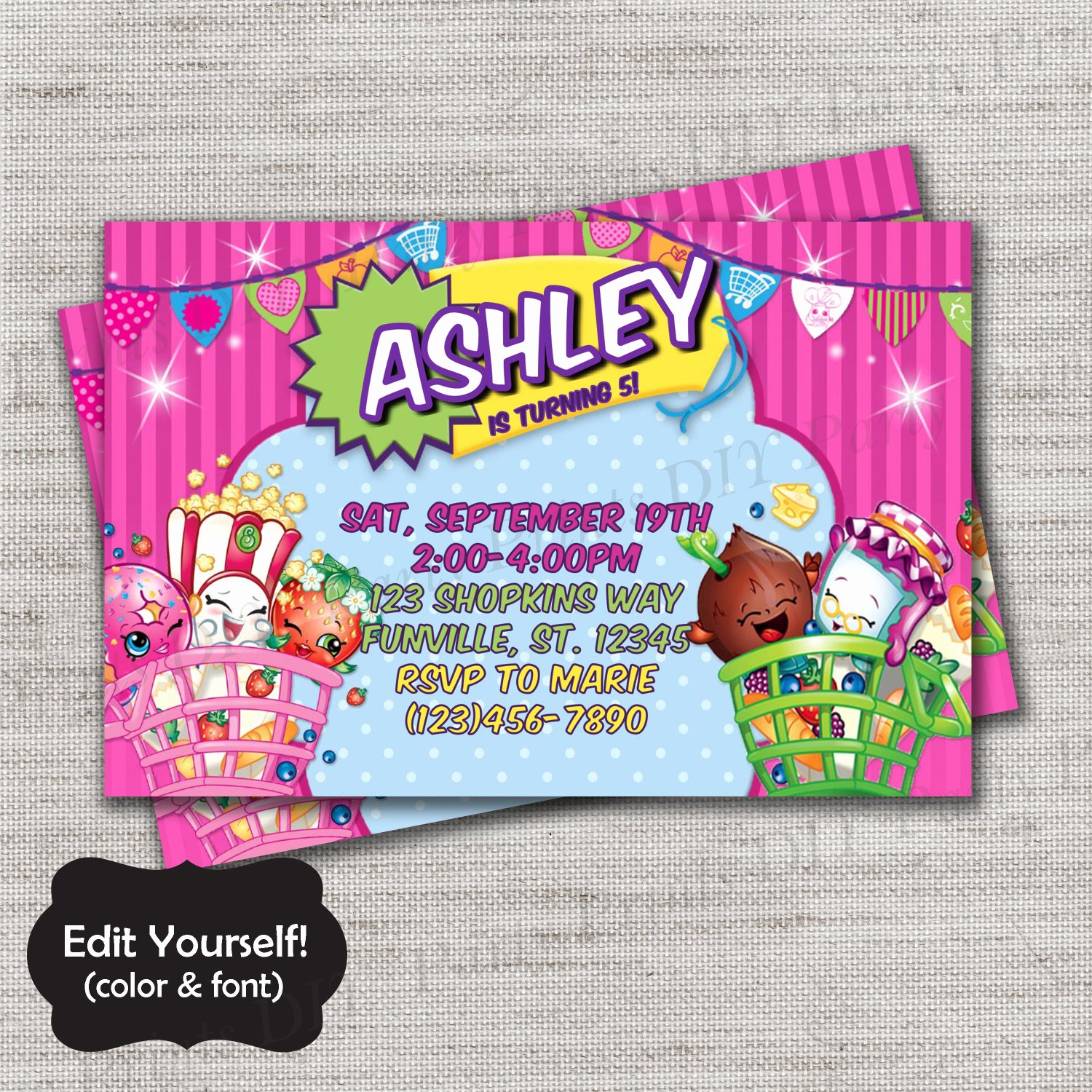 Shopkins Invitations Template Free Best Of Shopkins Invite Templatediydiy Templateinstant