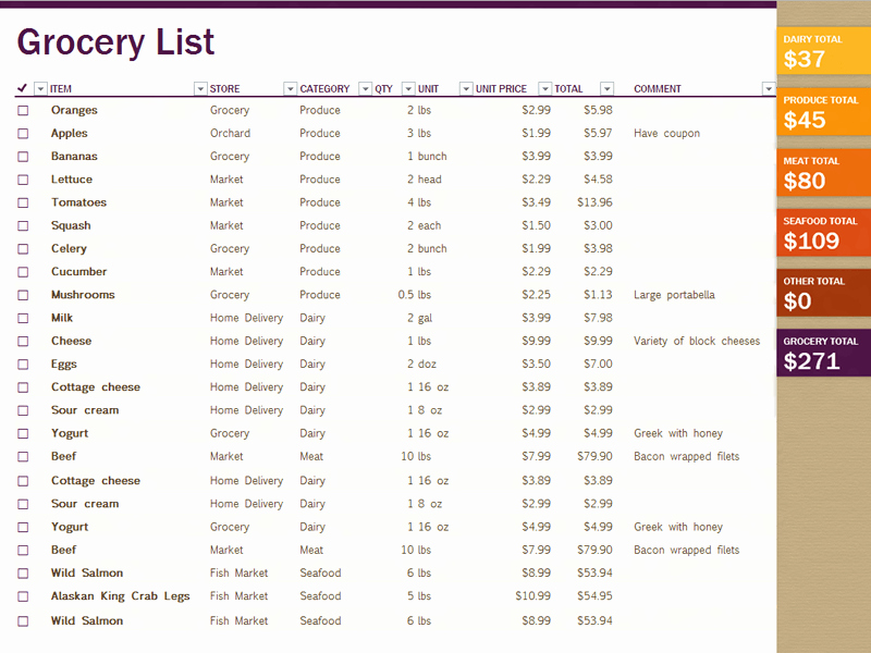 Shopping List Template Excel Lovely 7 Shopping List Templates