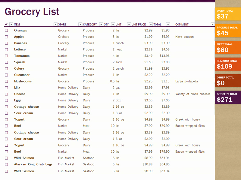 Shopping List Template Excel Lovely Grocery List Templates Fice