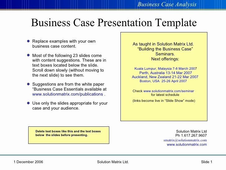 Short Business Case Template Fresh Business Case Presentation Example Ppt Templates