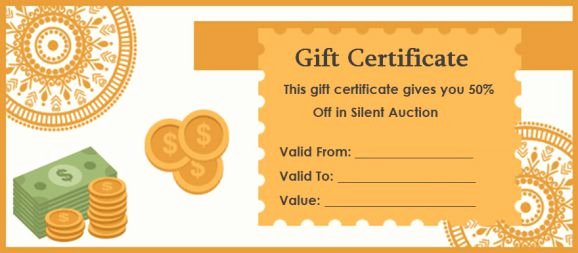 Silent Auction Certificate Template Awesome 10 Silent Auction Gift Certificates Easy to Use Templates