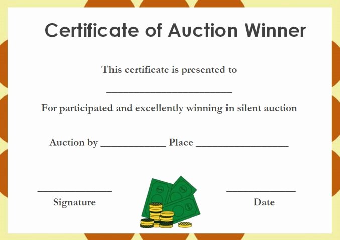 Silent Auction Certificate Template Awesome Silent Auction Certificates 18 Ficial and Beautiful