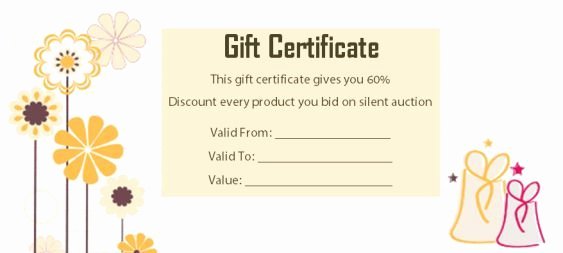 Silent Auction Certificate Template Best Of Silent Auction Gift Certificate Free Sample