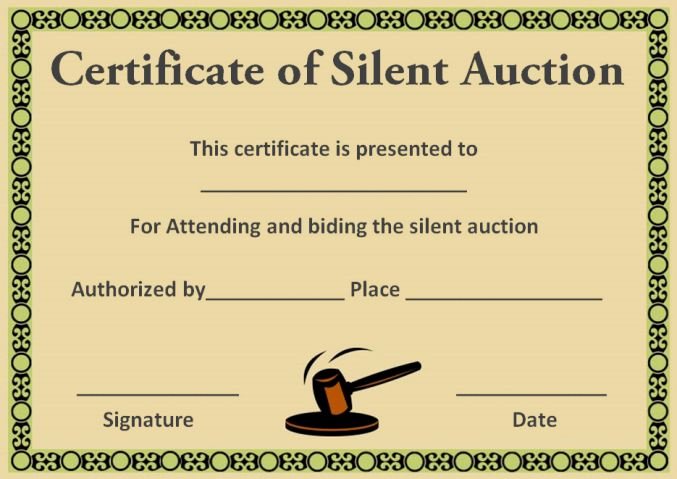 Silent Auction Certificate Template Luxury Silent Auction Certificates 18 Ficial and Beautiful