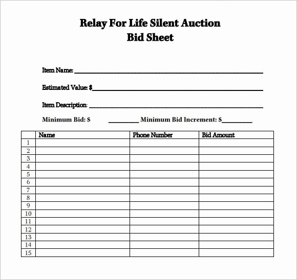 Silent Auction Sheet Template Beautiful Relay for Life Silent Auction Pride