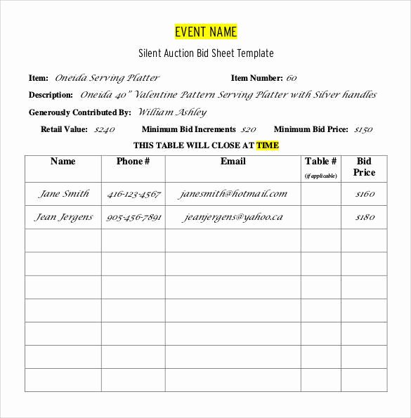 Silent Auction Sheet Template Luxury 20 Sample Silent Auction Bid Sheet Templates to Download