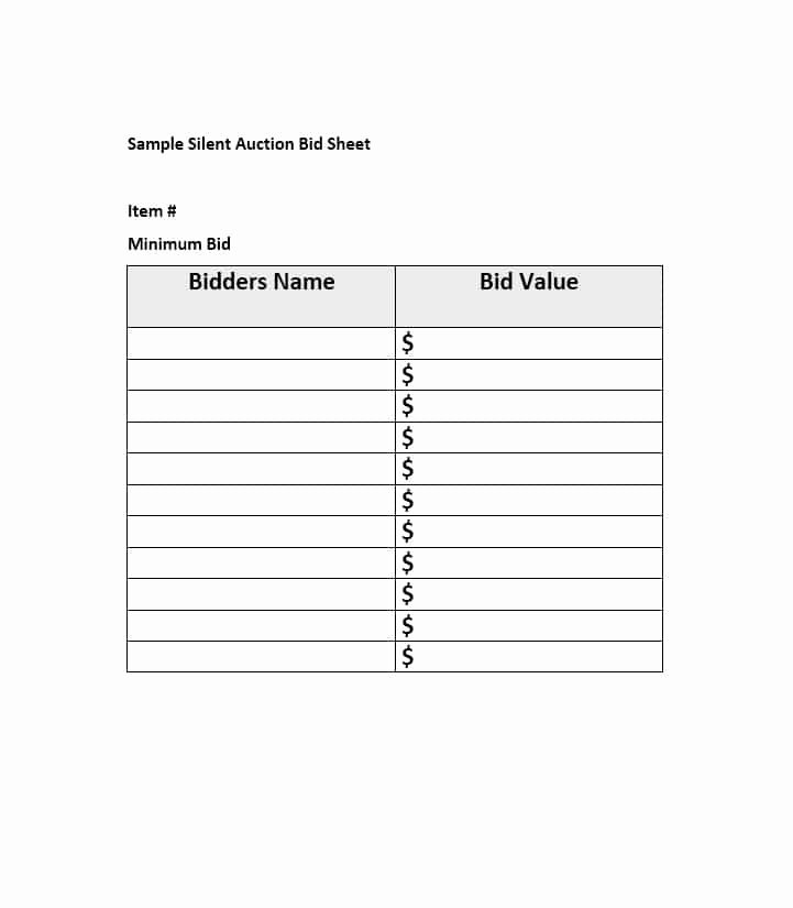 Silent Auction Sheet Template Unique 40 Silent Auction Bid Sheet Templates [word Excel