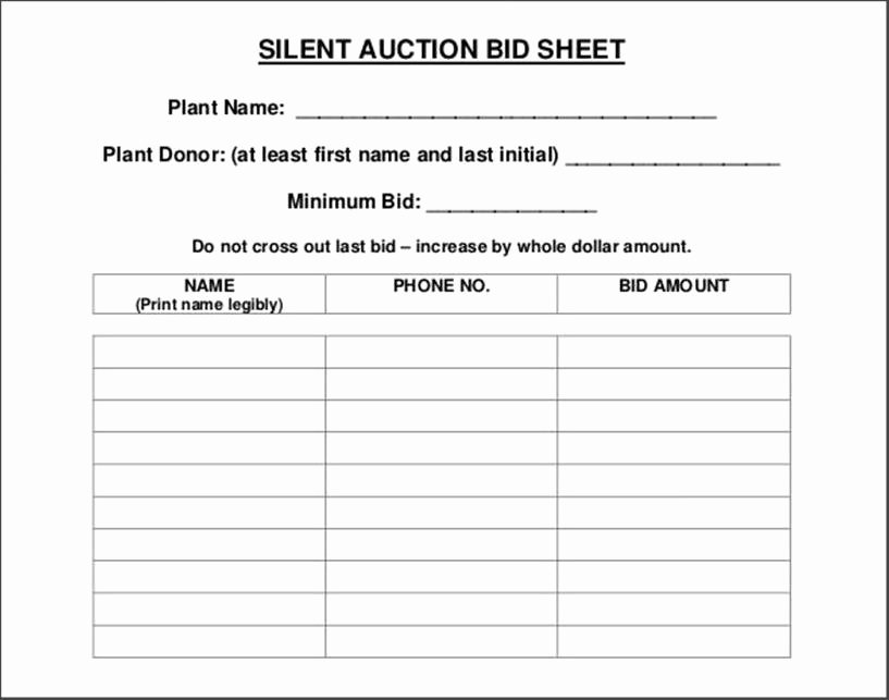 Silent Auction Template Free Awesome Bidding Sheets Silent Auction Bid Fundraiser forms