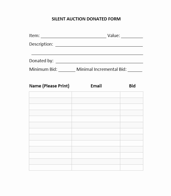 Silent Auction Template Free Elegant 40 Silent Auction Bid Sheet Templates [word Excel]