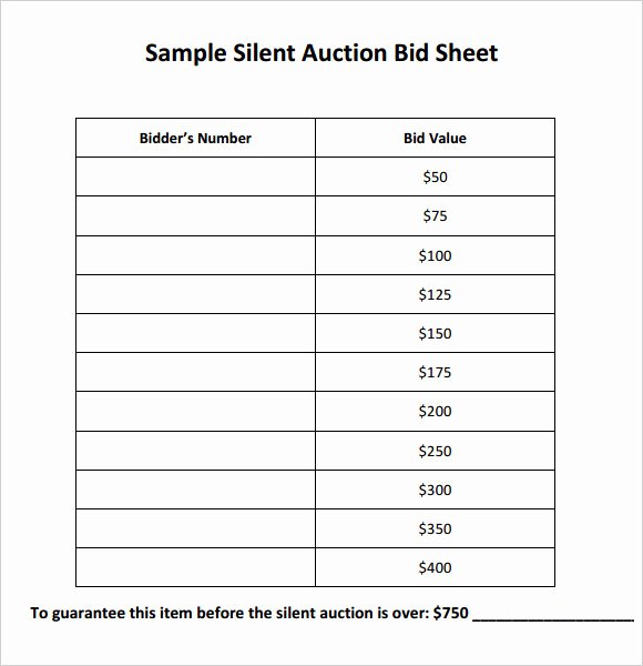 Silent Auction Template Free Fresh 20 Sample Silent Auction Bid Sheet Templates to Download