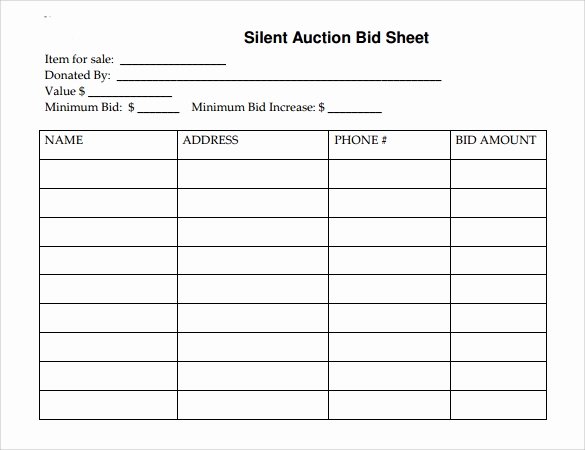 Silent Auction Template Free Inspirational 20 Sample Silent Auction Bid Sheet Templates to Download