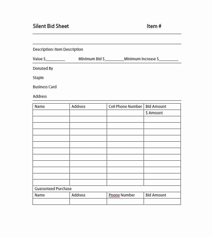 Silent Auction Template Free Inspirational 40 Silent Auction Bid Sheet Templates [word Excel