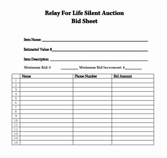 Silent Auction Template Free Inspirational Editable Silent Auction Bid Sheet Template Examples Free