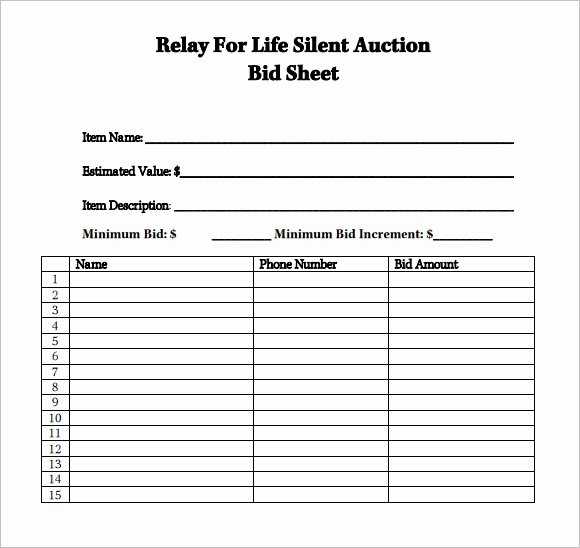 Silent Auction Template Free Lovely 7 Silent Auction Bid Sheet Samples