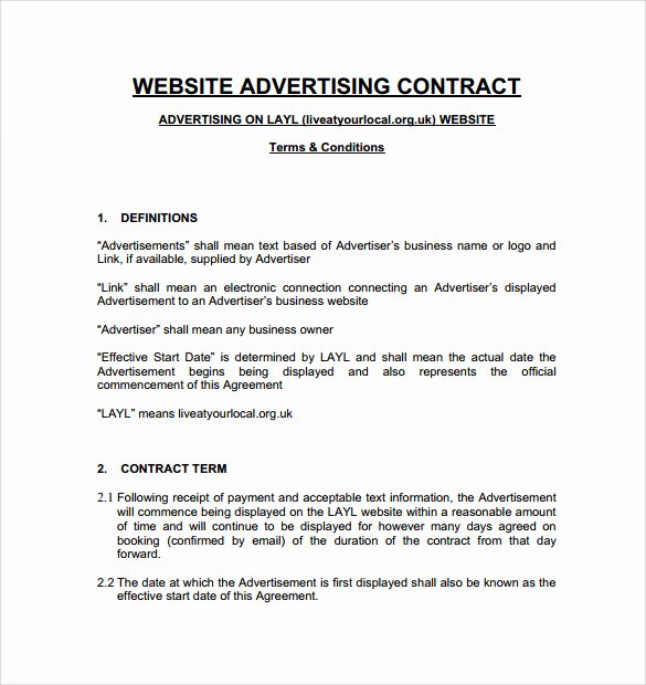 Simple Advertising Contract Template Lovely 7 Advertising Contract Templates to Download
