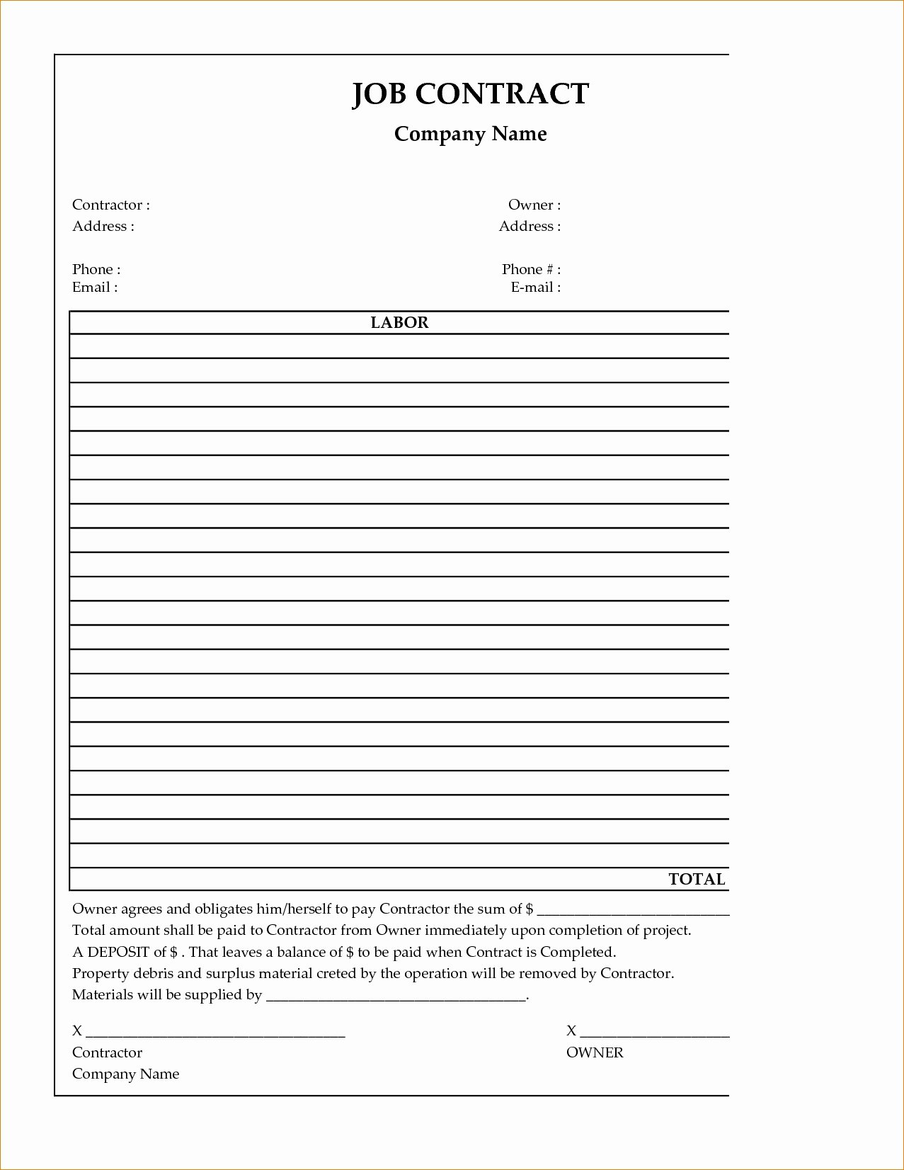 Simple Construction Contract Template Elegant Construction Contract Template