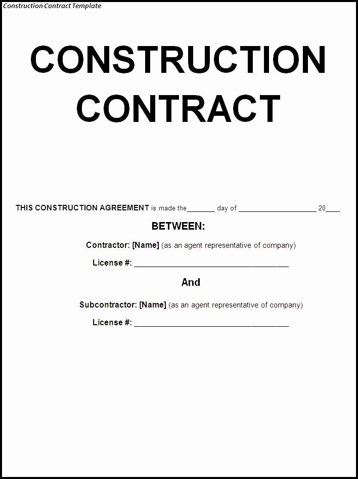 Simple Construction Contract Template Elegant Free Construction Contract Templates