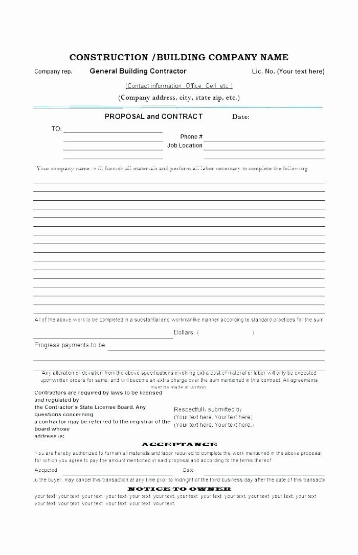 Simple Construction Contract Template Lovely Simple Construction Contract form – Emailers