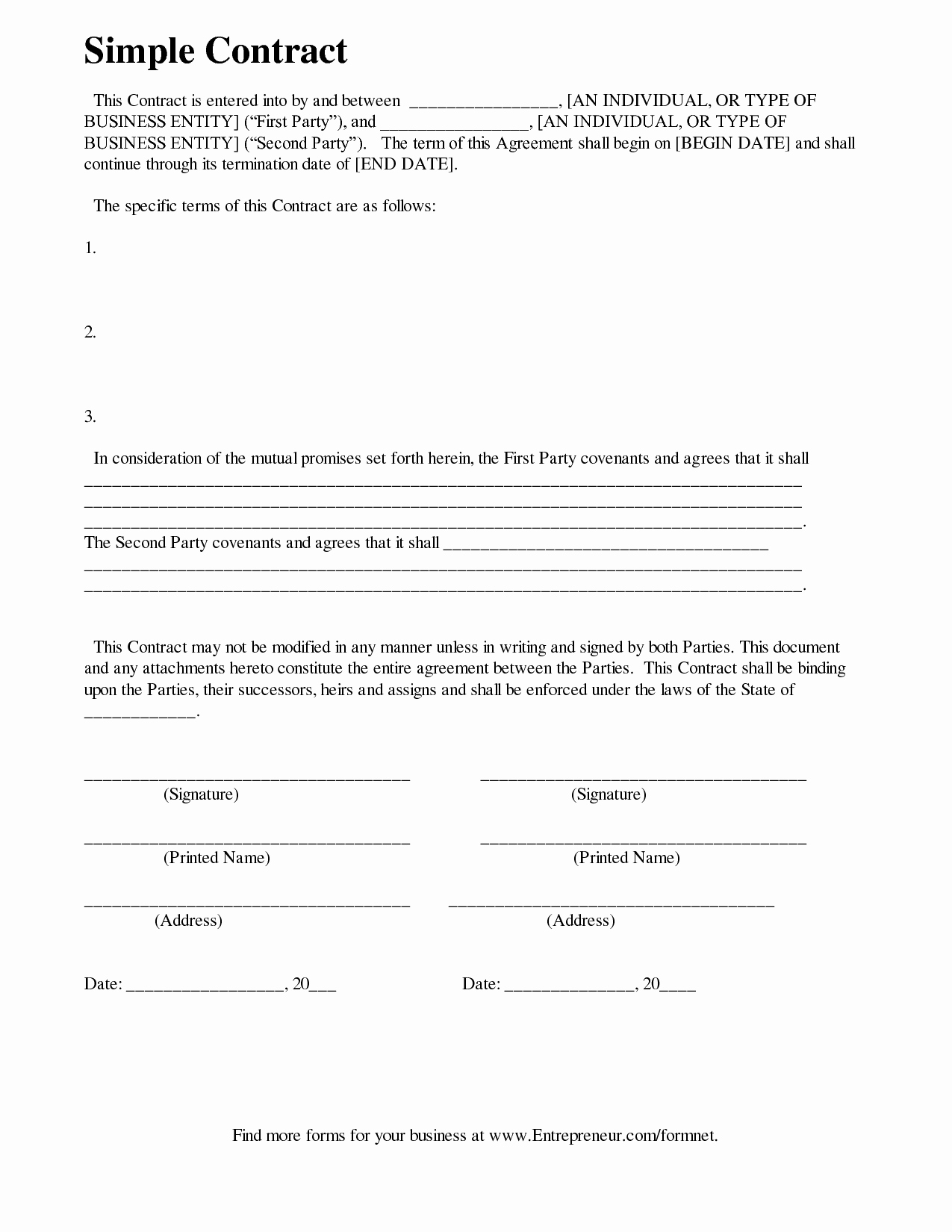 Simple Payment Agreement Template Best Of 9 Best Of Simple Sample Contract Agreement Template