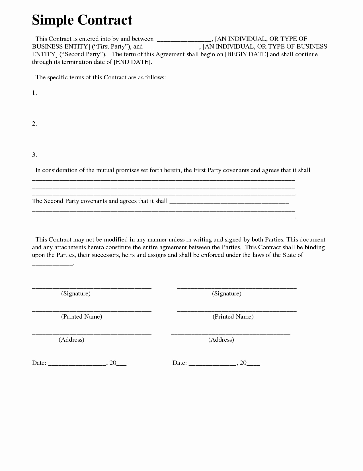 Simple Payment Agreement Template Best Of Simple Payment Agreement Template Between Two Parties