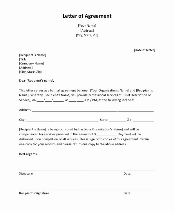Simple Payment Agreement Template Inspirational 10 Simple Agreement Letter Examples Pdf