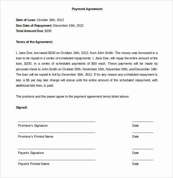 Simple Payment Agreement Template Inspirational Payment Plan Agreement Template 12 Free Word Pdf