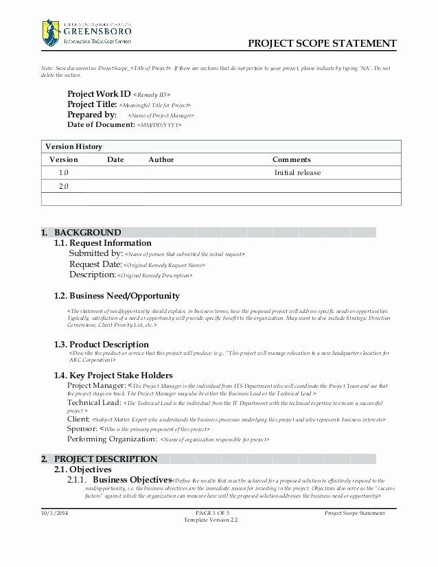 Simple Project Scope Template Beautiful Simple Scope Work Example Full Project Statement Note