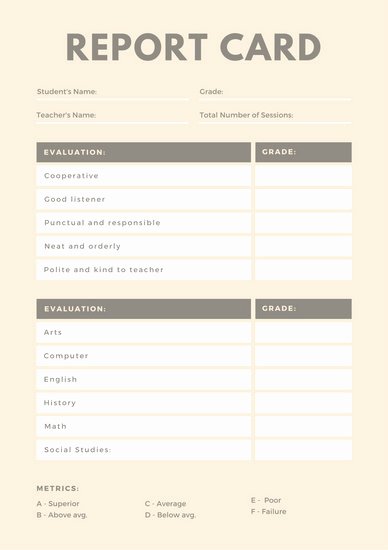 Simple Report Card Template New Business Poster Templates Canva