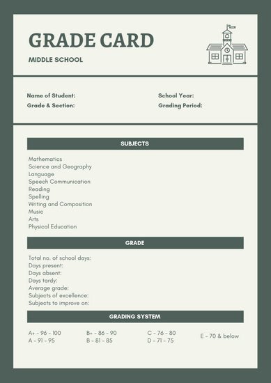 Simple Report Card Template Unique Customize 388 Middle School Report Card Templates Online