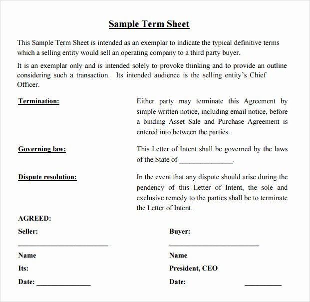 Simple Term Sheet Template New Term Sheet Template 8 Download Free Documents In Pdf