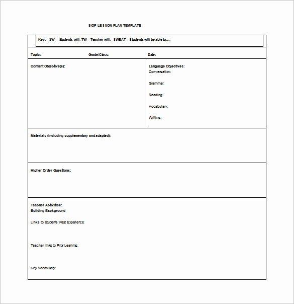 Siop Lesson Plan Template Awesome 9 Siop Lesson Plan Templates Doc Excel Pdf