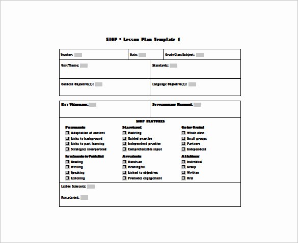Siop Lesson Plan Template Best Of 9 Siop Lesson Plan Templates Doc Excel Pdf