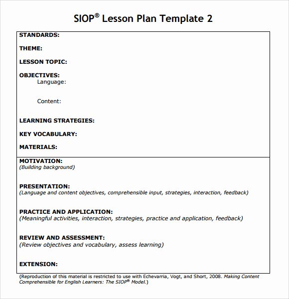 Siop Lesson Plan Template Elegant 9 Siop Lesson Plan Samples