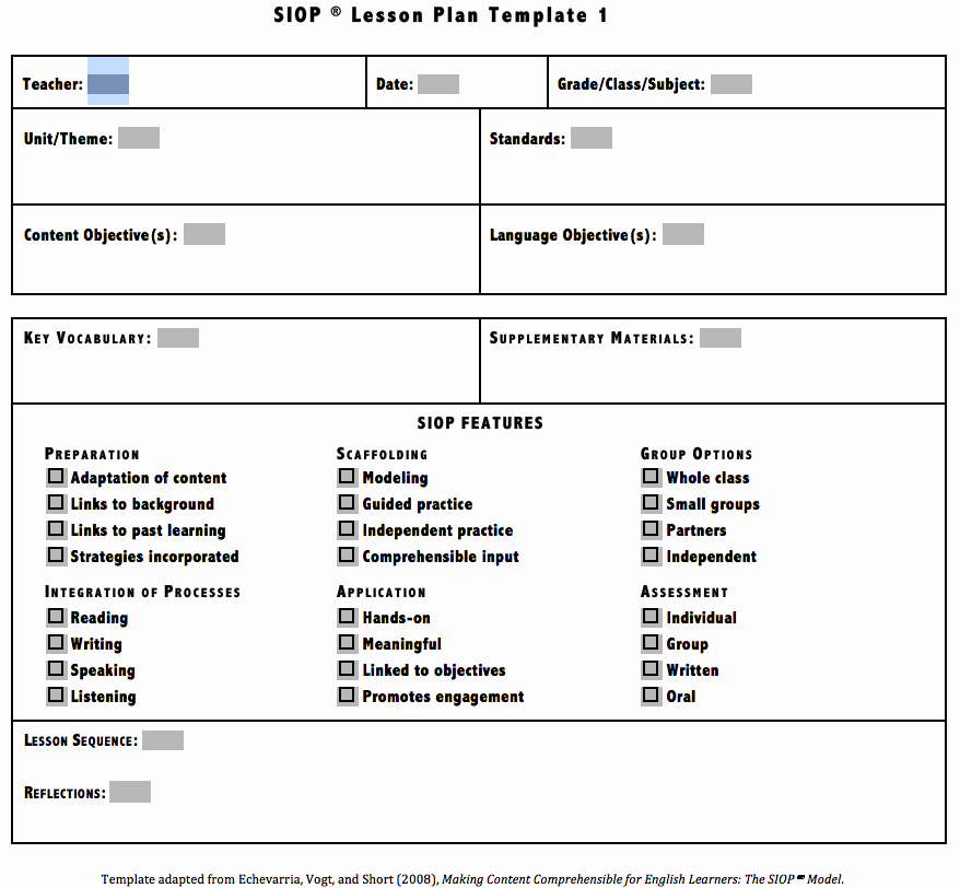 Siop Lesson Plan Template Elegant Download Siop Lesson Plan Template 1 2