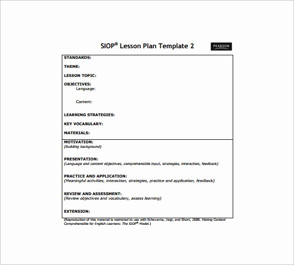 Siop Lesson Plan Template Fresh 9 Siop Lesson Plan Templates Doc Excel Pdf