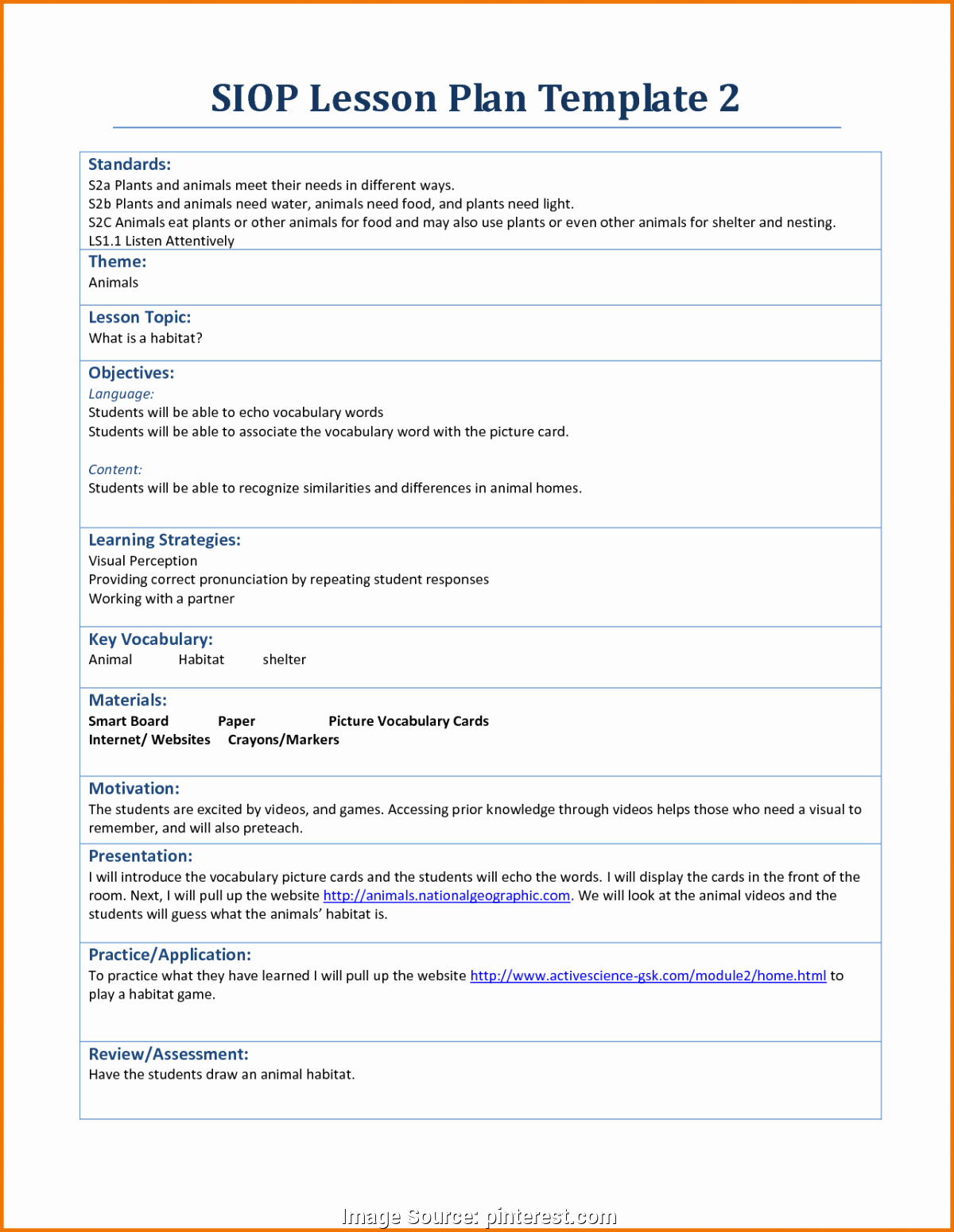 Siop Lesson Plan Template Luxury Siop Lesson Plan Template