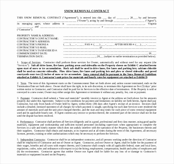 Snow Plow Contract Template Awesome 20 Snow Plowing Contract Templates Google Docs Pdf