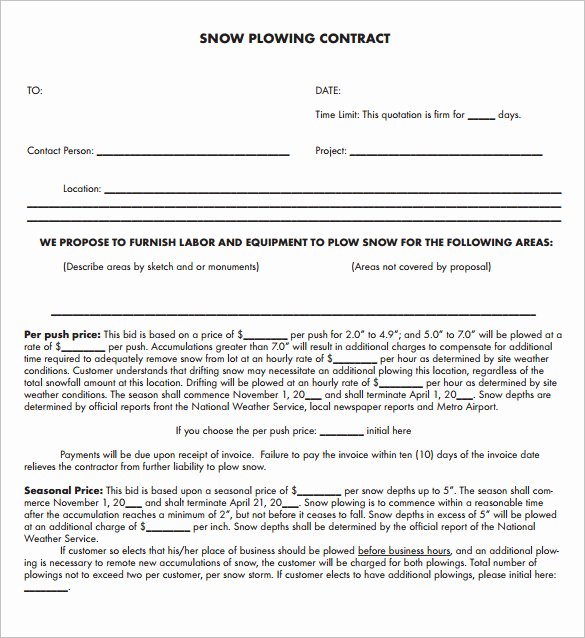Snow Plow Contract Template Fresh 20 Snow Plowing Contract Templates Google Docs Pdf