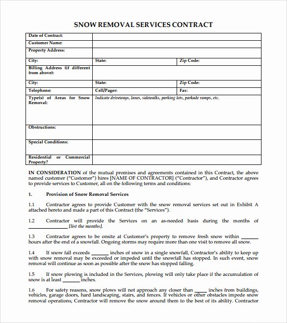 Snow Plow Contract Template Unique 7 Snow Plowing Contract Templates to Download for Free